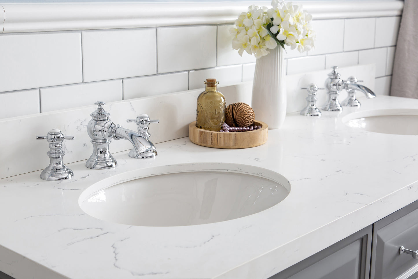 60" Palace Collection Quartz Carrara Bathroom Vanity Sets