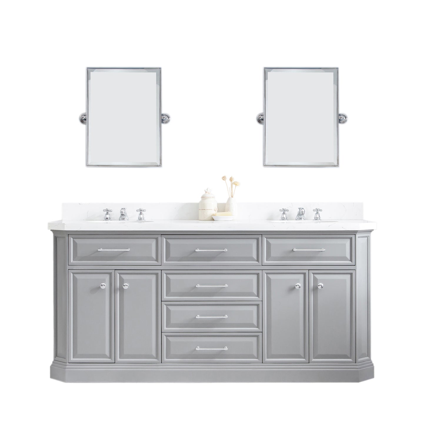 72" Palace Collection Quartz Carrara Multi Color Bathroom Vanity Sets
