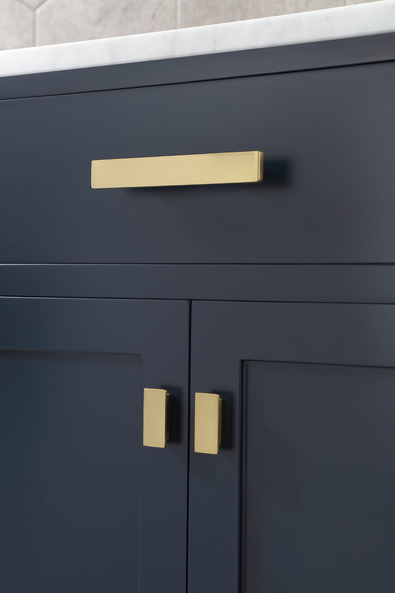 Madison 30-Inch Single Sink Carrara White Marble Vanity In Monarch Blue set