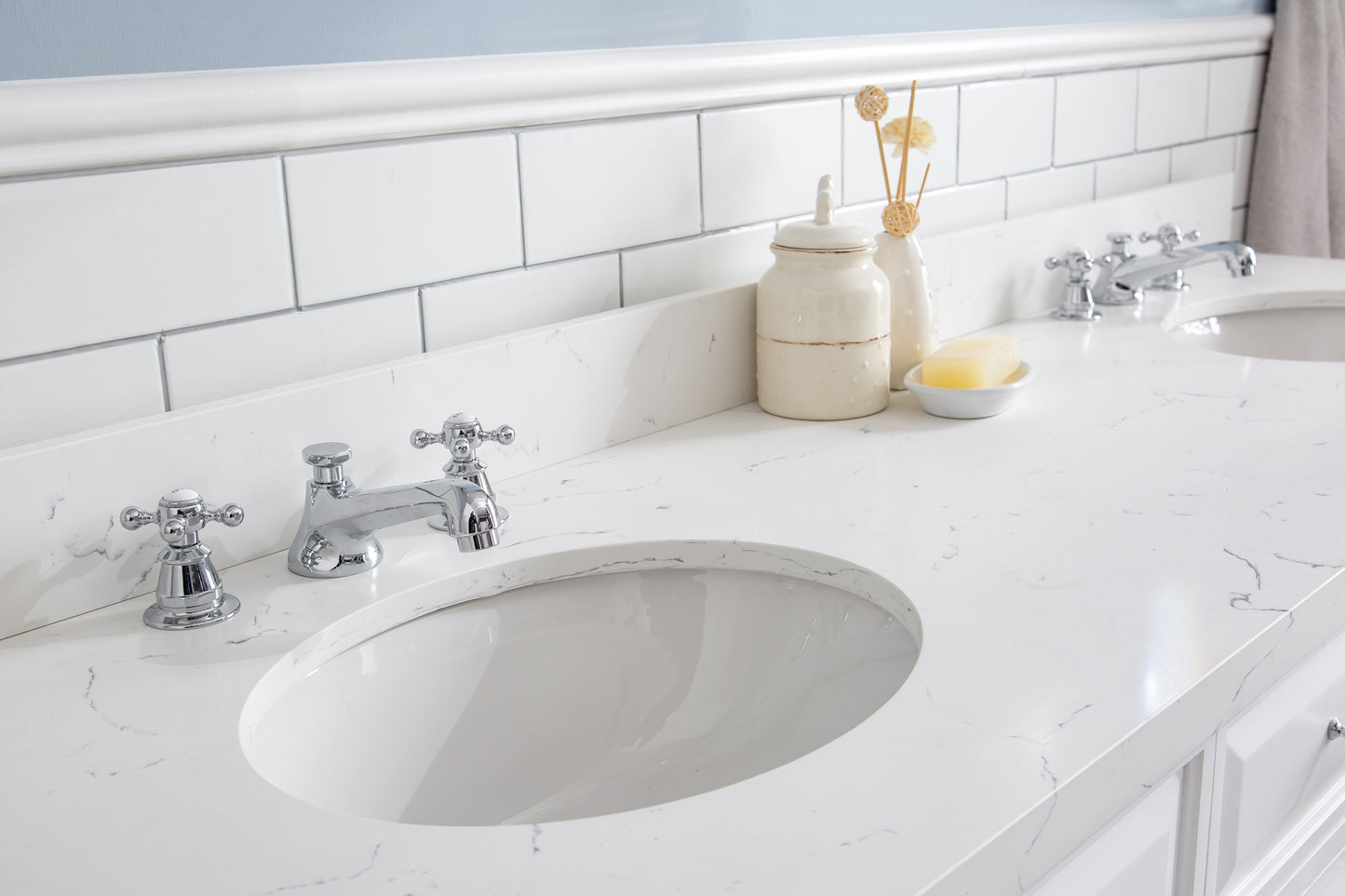 72" Palace Collection Quartz Carrara Multi Color Bathroom Vanity Sets
