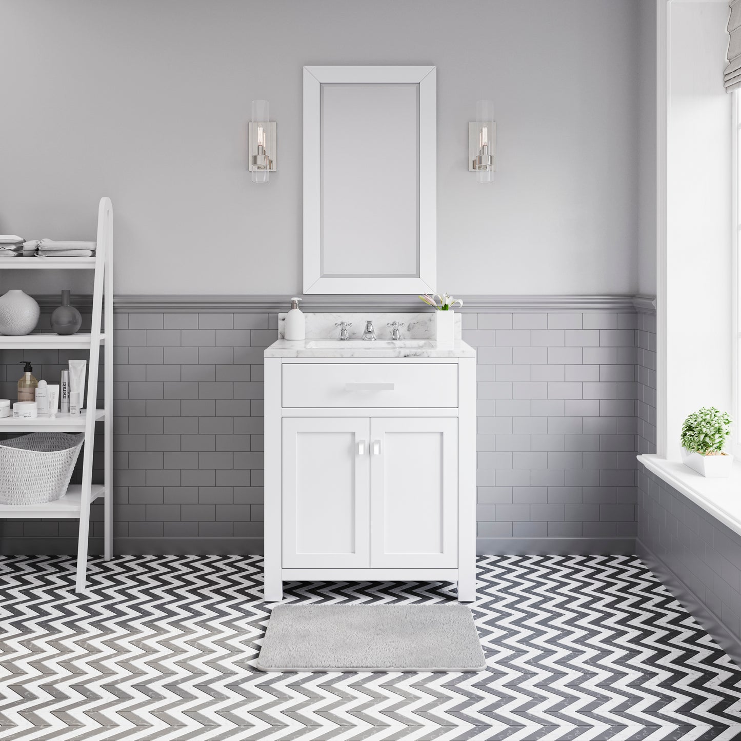 30 Inch Single Sink Bathroom Vanity With Mirror And Faucet From The Madison Collection