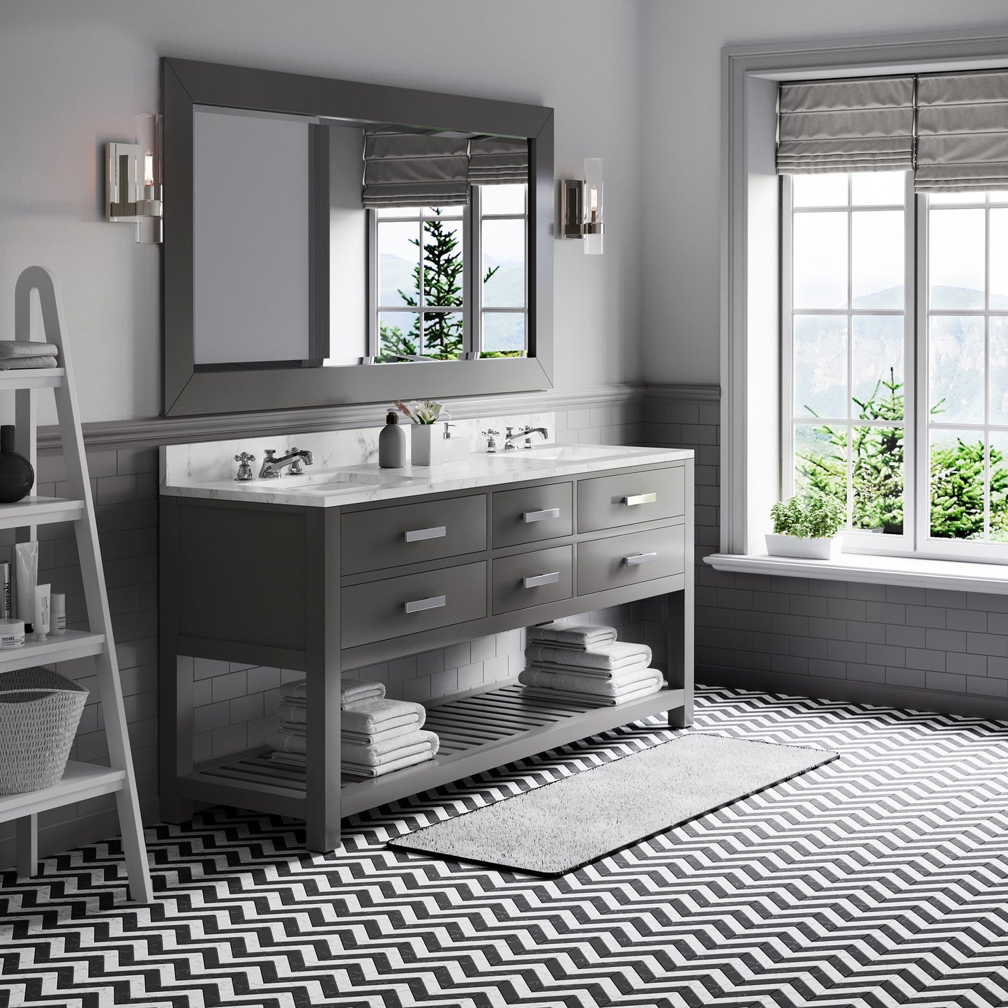 72 Inch Double Sink Bathroom Vanity With Mirror And Faucet From The Madalyn Collection
