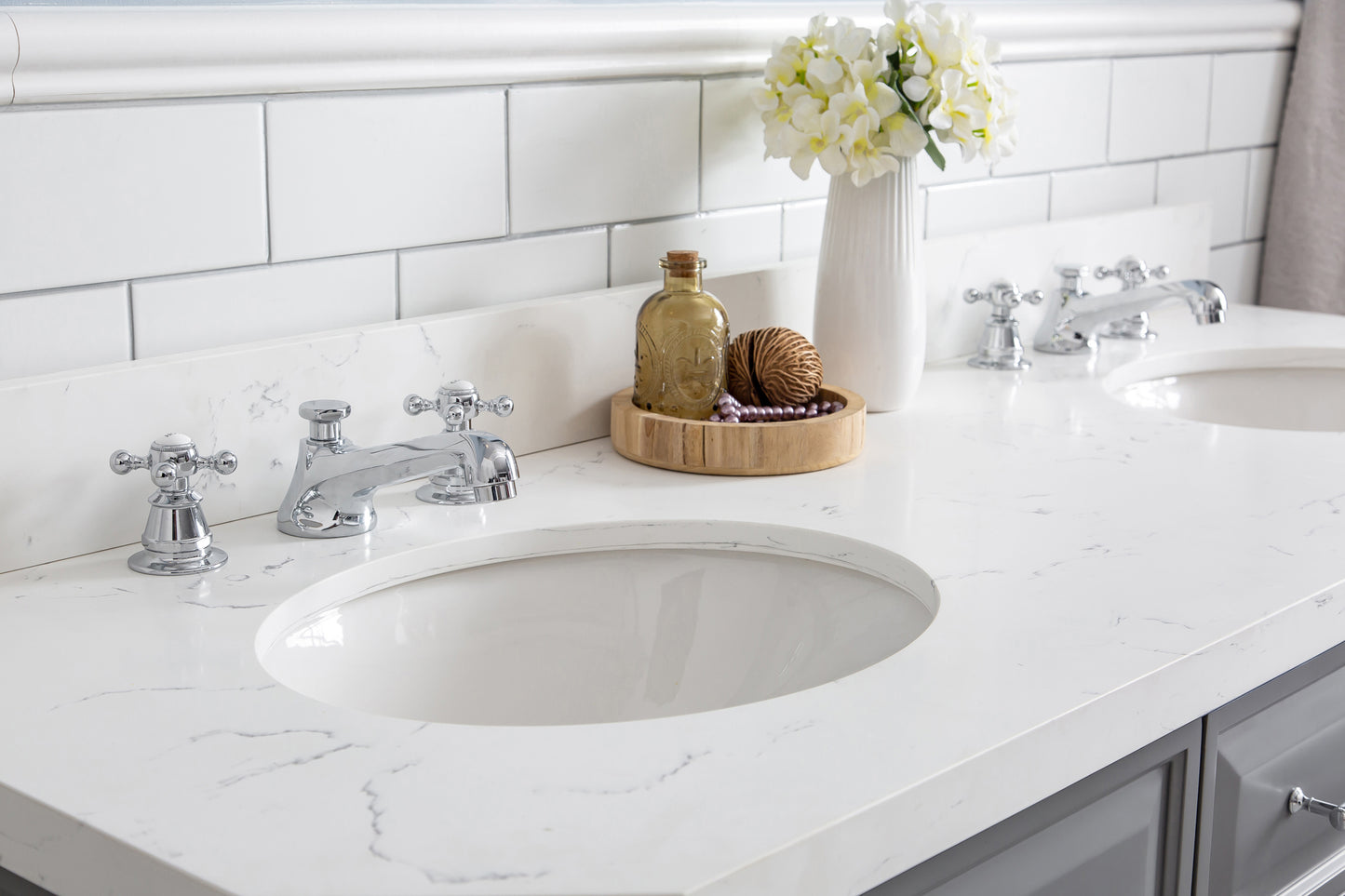 60" Palace Collection Quartz Carrara Bathroom Vanity Sets