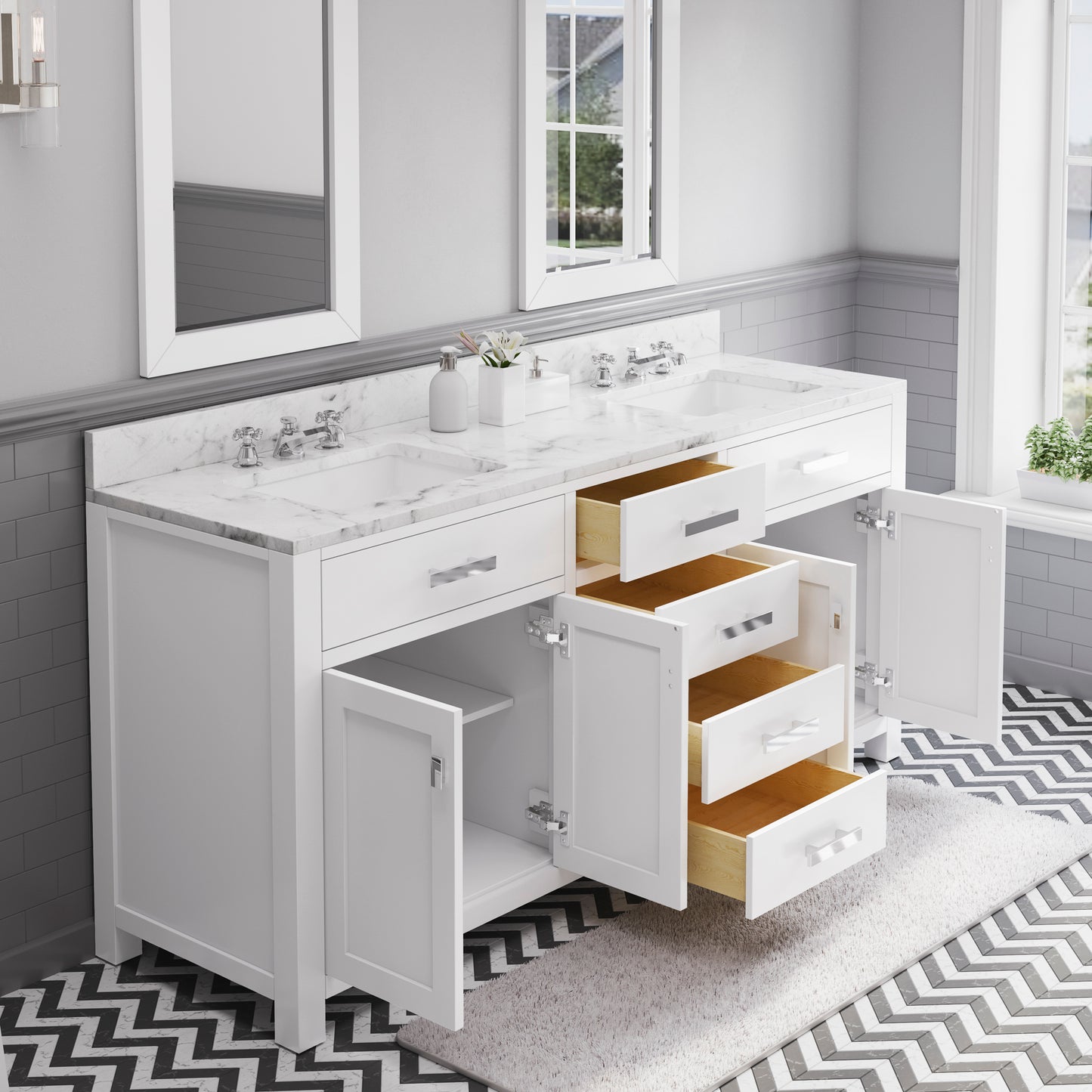 72 Inch Double Sink Bathroom Vanity set. The Madison Collection