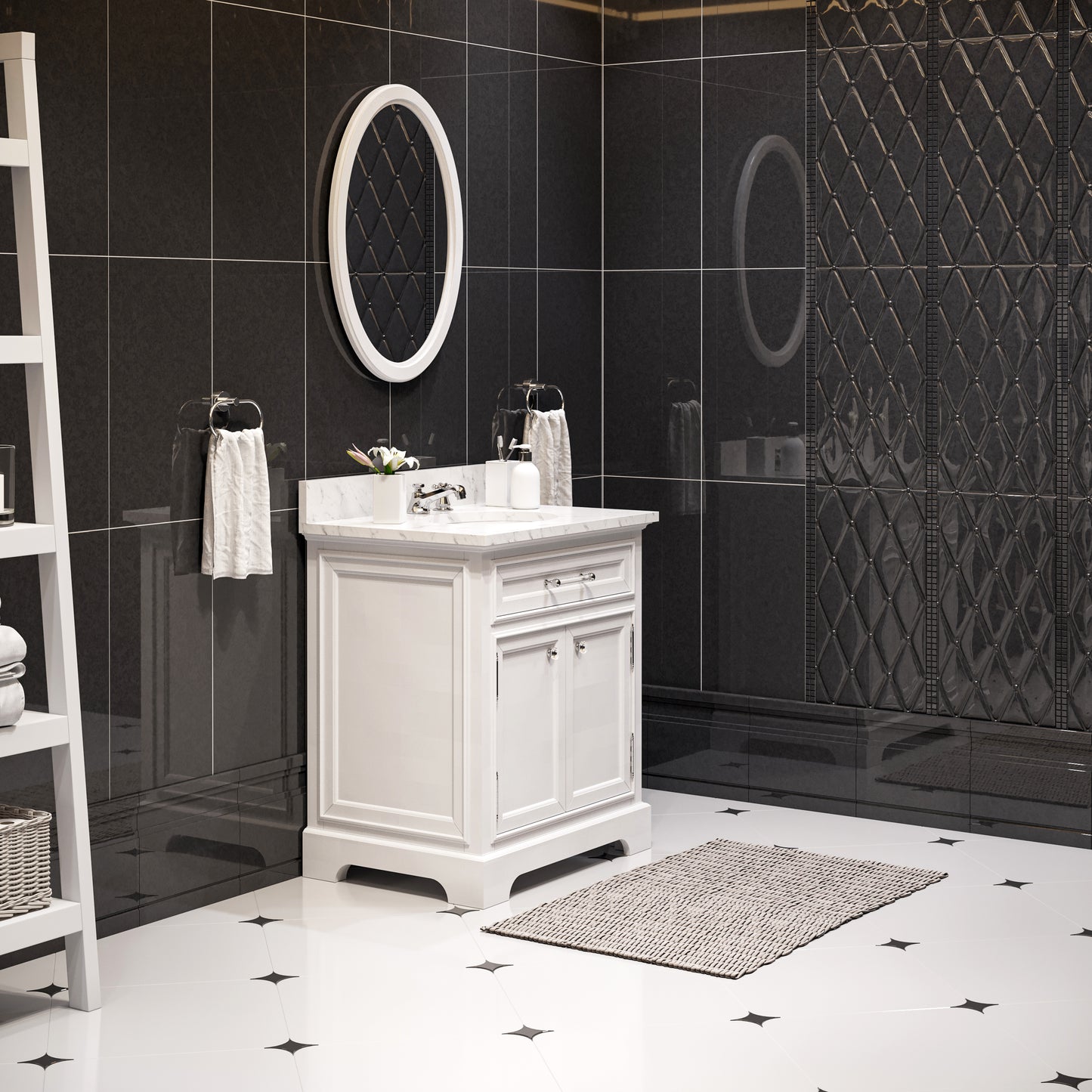 30 Inch Bathroom Vanity, Mirror And Faucet, Derby Collection