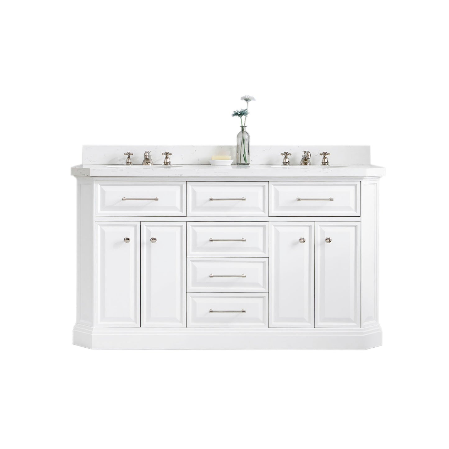 60" Palace Collection Quartz Carrara Bathroom Vanity Set
