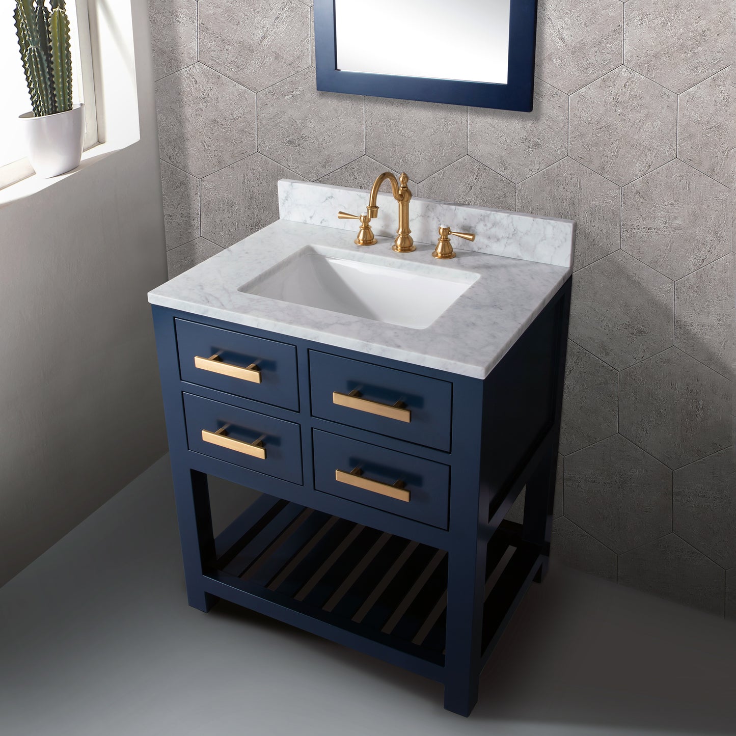 30 Inch Single Sink Bathroom Vanity With Faucet And Mirror From The Madalyn Collection
