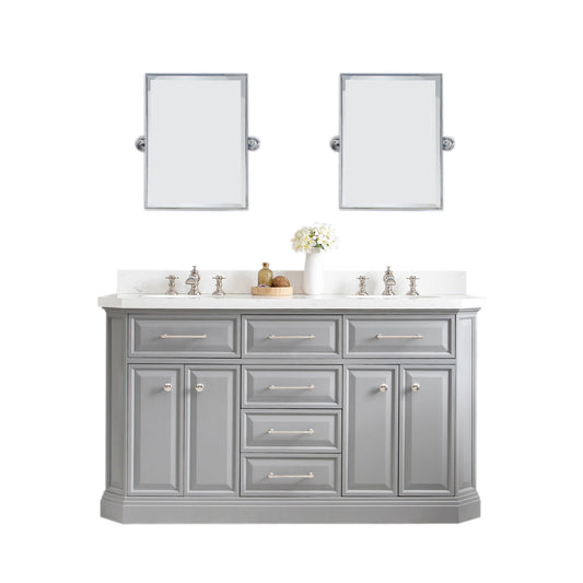 60" Palace Collection Quartz Carrara Bathroom vanity Set