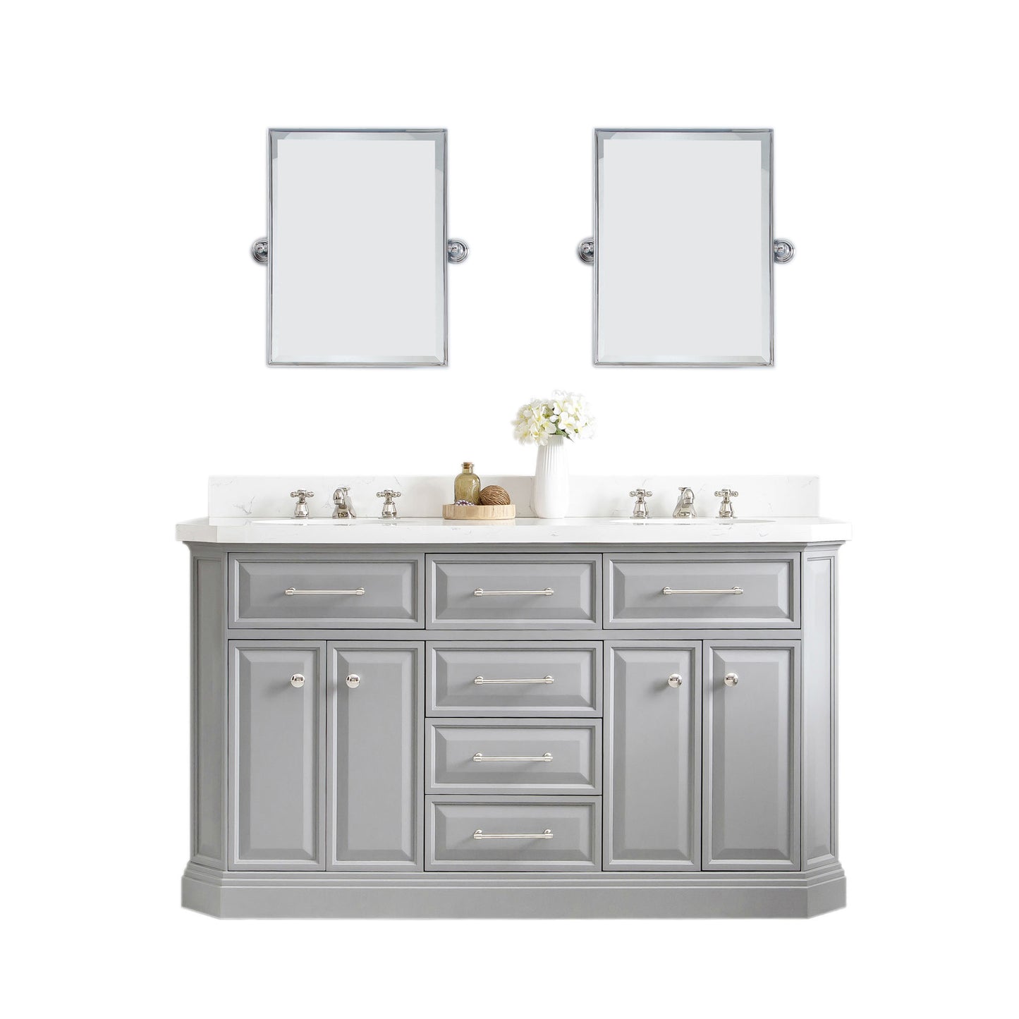 60" Palace Collection Quartz Carrara Bathroom vanity Set