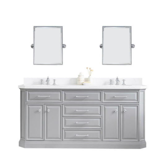 72" Palace Collection Quartz Carrara Multi Color Bathroom Vanity Sets