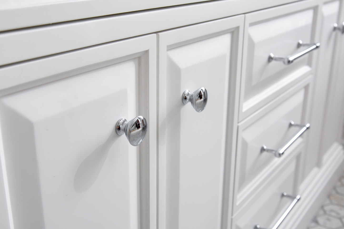 60" Palace Collection Quartz Carrara Bathroom vanity Set
