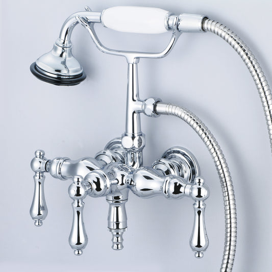 Vintage Classic Wall Mount Tub Faucet With Lever and Cross Handles