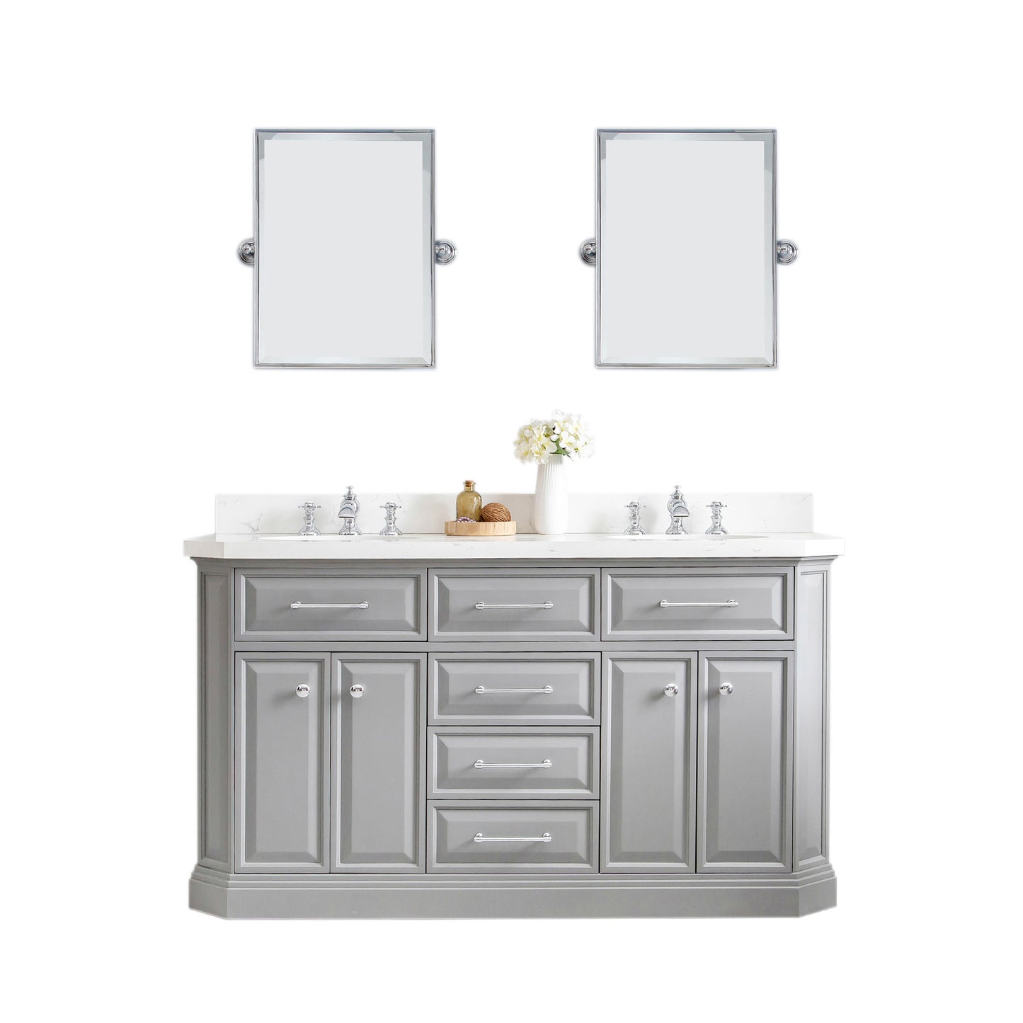 60" Palace Collection Quartz Carrara Bathroom vanity Set