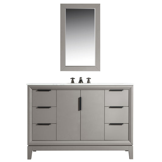 Elizabeth 48-Inch Single Sink Carrara White Marble Vanity In Cashmere Grey set