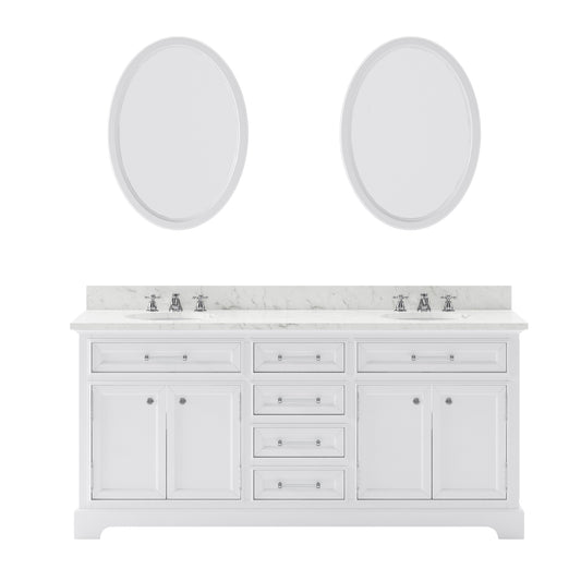 72 Inch Double Sink Bathroom Vanity, Mirrors And Faucets, Derby Collection