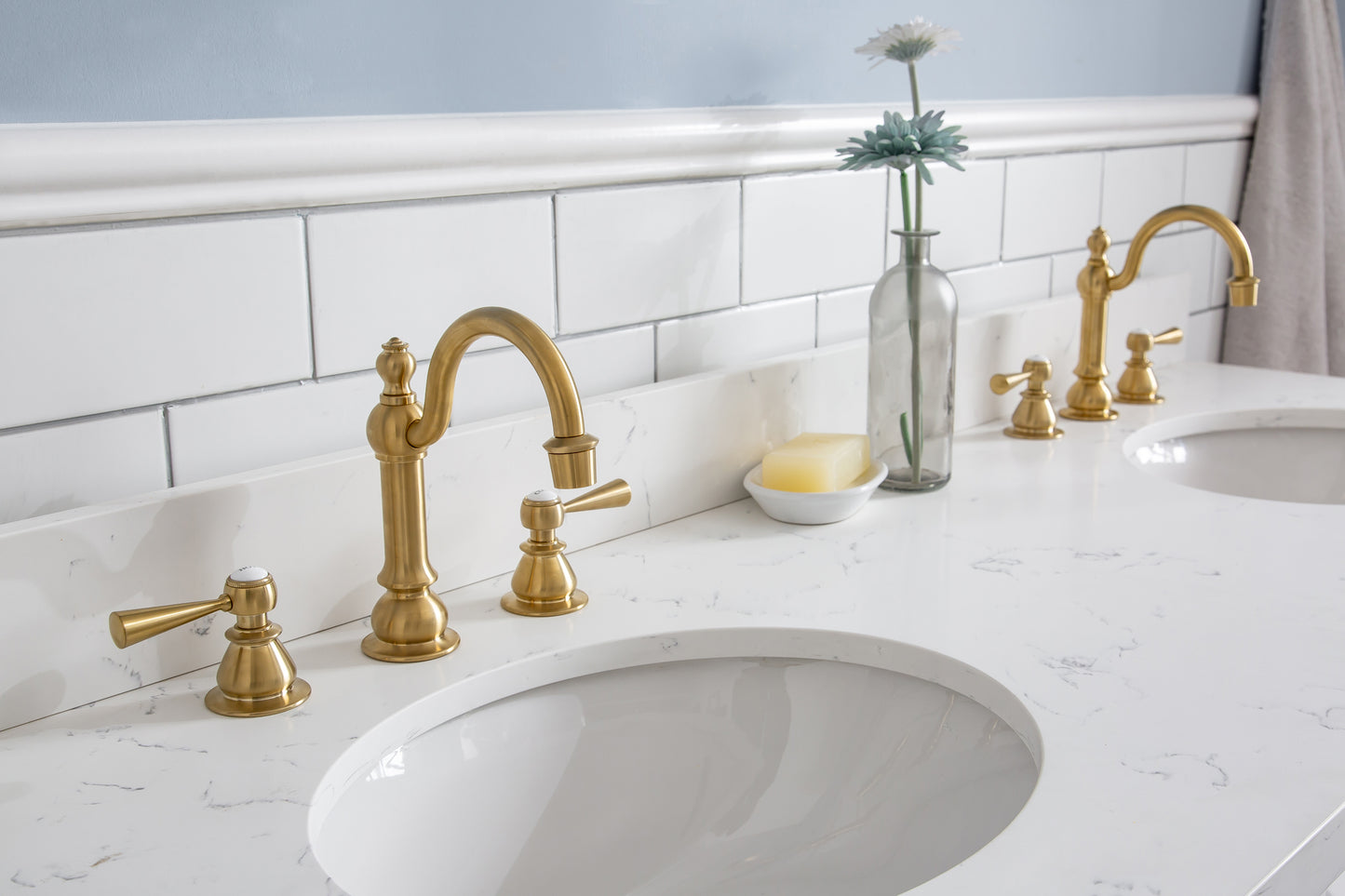 60" Palace Collection Quartz Carrara Bathroom vanity Set