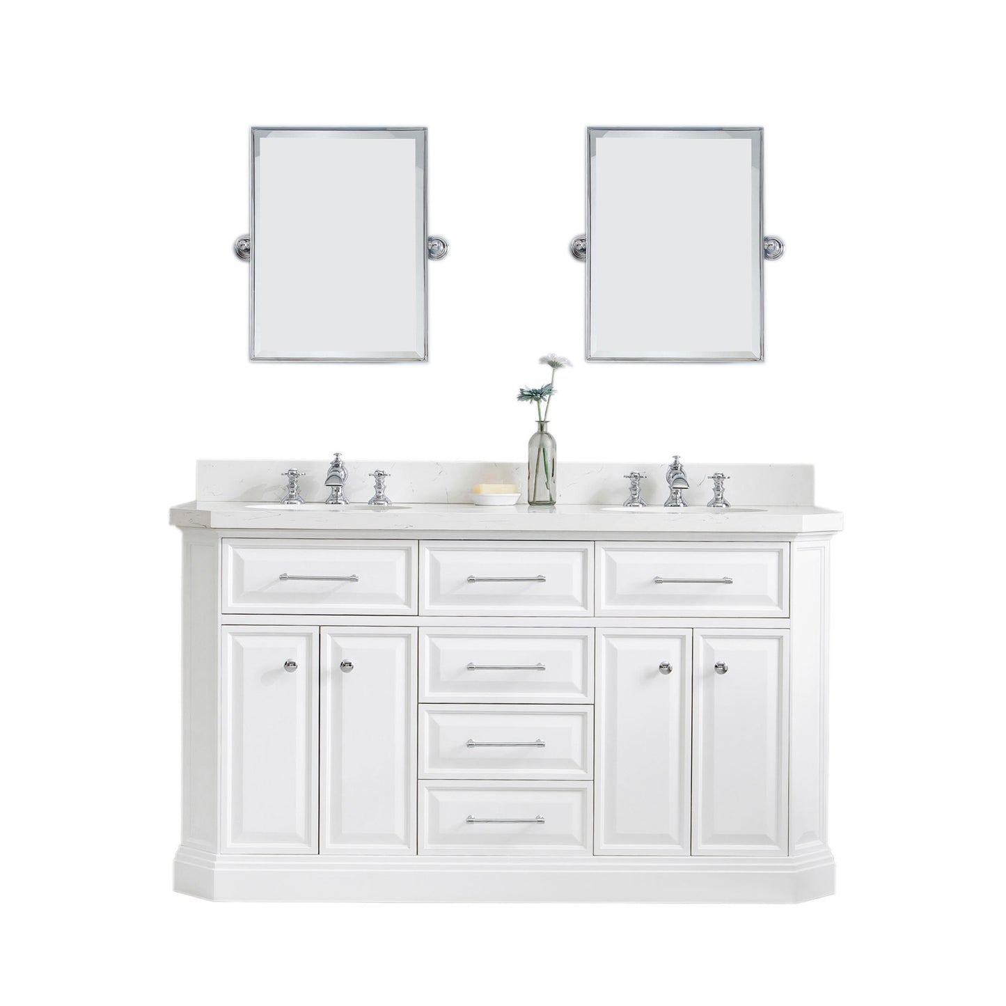 60" Palace Collection Quartz Carrara Bathroom vanity Set
