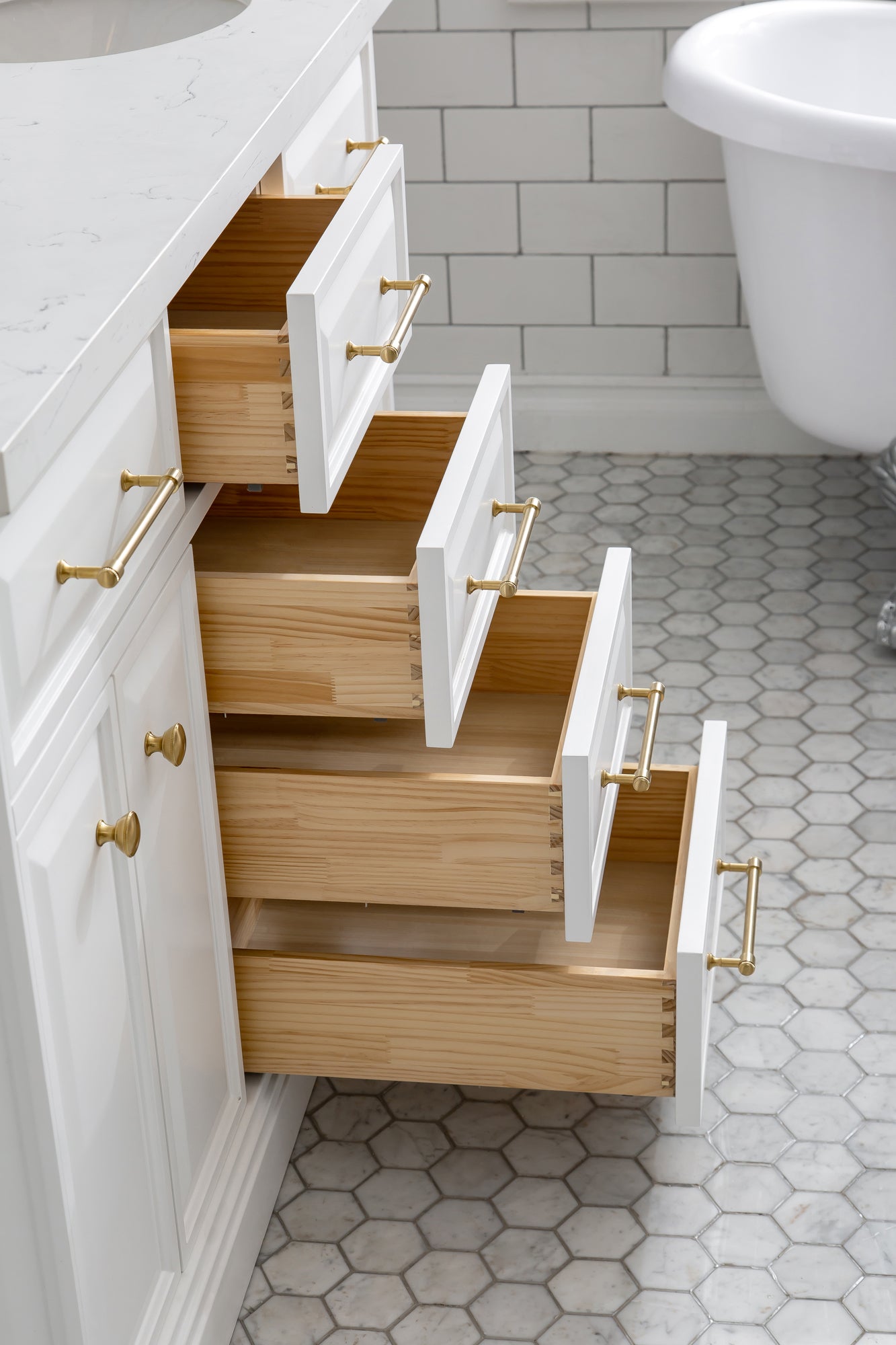 60" Palace Collection Quartz Carrara Bathroom Vanity Set