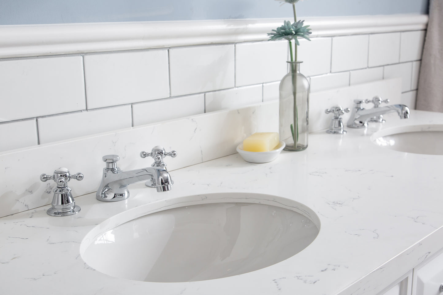 60" Palace Collection Quartz Carrara Bathroom Vanity Sets