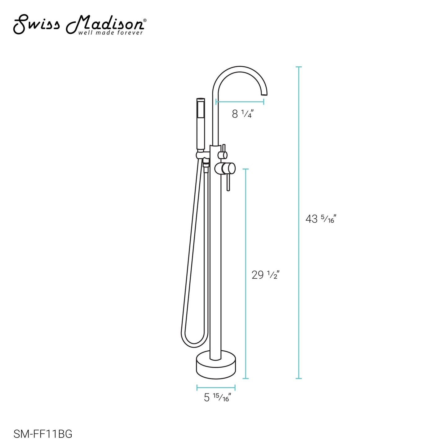 Ivy Freestanding Bathtub Faucet in Brushed Gold
