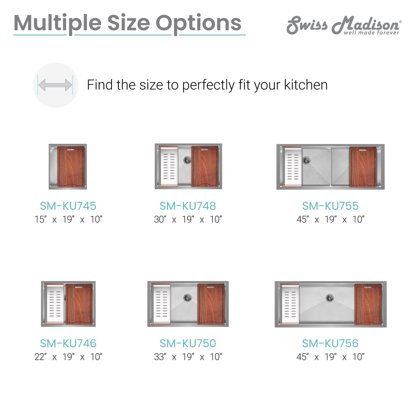 Rivage 30 x 19 Single Basin Undermount Kitchen Workstation Sink