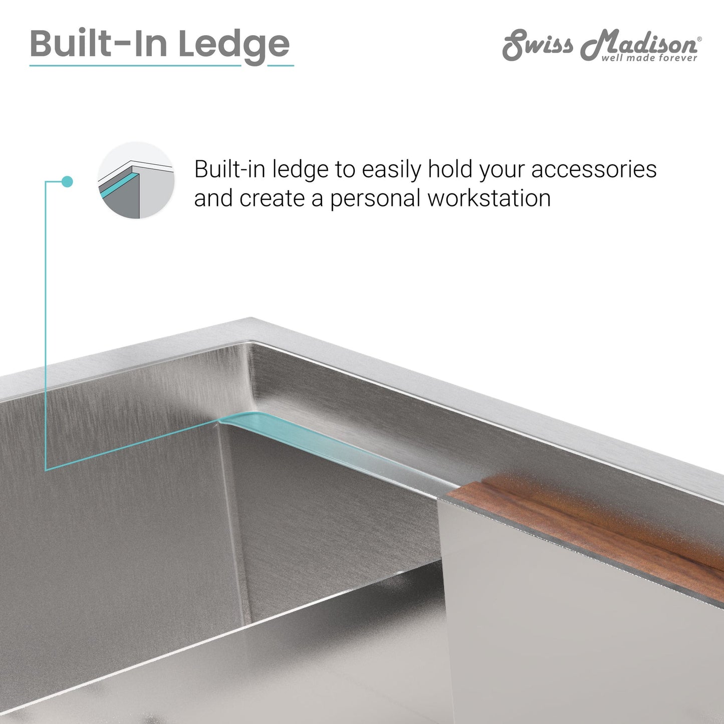 Rivage 45 x 19 Dual Basin Undermount Kitchen Workstation Sink