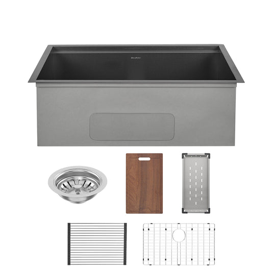 Tourner 30" x 19" Stainless Steel, Single Basin, Undermount Kitchen Workstation Sink in Multi Colors