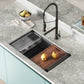 Tourner 32" x 19" Stainless Steel, Single Basin, Undermount Kitchen Workstation Sink in Multi Colors