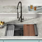 Tourner 32" x 19" Stainless Steel, Single Basin, Undermount Kitchen Workstation Sink in Multi Colors