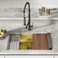 Tourner 32" x 19" Stainless Steel, Single Basin, Undermount Kitchen Workstation Sink in Multi Colors