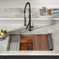Tourner 32" x 19" Stainless Steel, Single Basin, Undermount Kitchen Workstation Sink in Multi Colors