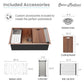 Tourner 32" x 19" Stainless Steel, Single Basin, Undermount Kitchen Workstation Sink in Multi Colors