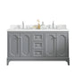 Queen 60-Inch Double Sink Quartz Carrara Vanity In Cashmere Grey set