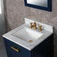 Madison 24-Inch Single Sink Carrara White Marble Vanity In Monarch Blue set