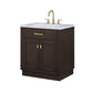 30 In Sink Marble Countertop Vanity, Oak, Faucet and Mirror, Chestnut collection