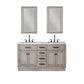 60 In. Double Sink Marble Countertop Vanity, Oak with Faucets and Mirrors, Chestnut  collection