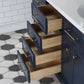 Palace 60 In. Double Sink White Quartz Countertop Vanity in Monarch Blue set