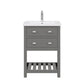 24 Inch MDF Single Bowl Ceramics Top Vanity with U shape Drawer. VIOLA Collection