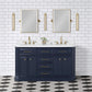 Palace 60 In. Double Sink White Quartz Countertop Vanity in Monarch Blue set