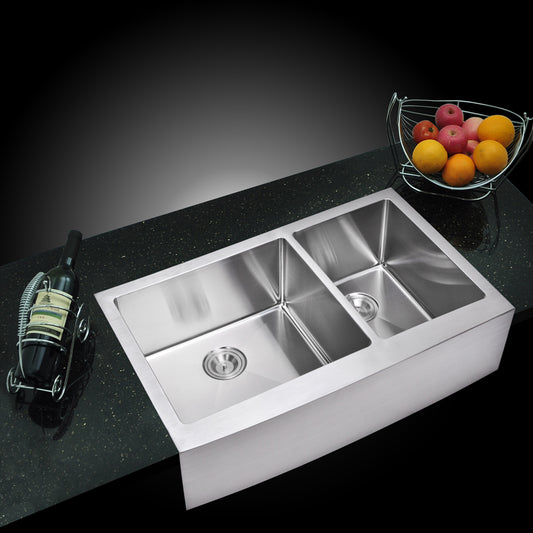 36X 22 Inch 15mm Corner Radius 60/40 Double Bowl Stainless Steel Kitchen Sink set