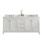 Queen 72-Inch Double Sink Quartz Carrara Vanity In Pure White set