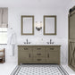72 Inch Grizzle Grey Double Sink Bathroom Vanity sets With Carrara White Marble Counter Top From The ABERDEEN Collection