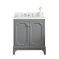 Queen 30-Inch Single Sink Quartz Carrara Vanity In Cashmere Grey set