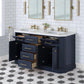 Palace 60 In. Double Sink White Quartz Countertop Vanity in Monarch Blue set