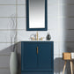 Elizabeth 30-Inch Single Sink Carrara White Marble Vanity In Monarch Blue set