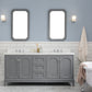Queen 72-Inch Double Sink Quartz Carrara Vanity In Cashmere Grey set