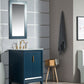 Elizabeth 24-Inch Single Sink Carrara White Marble Vanity In Monarch Blue set