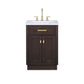 24 In. White Marble oak Vanity, Faucet and Mirror, Chestnut collection
