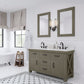 60 Inch Grizzle Grey Double Sink Bathroom Vanity set With Carrara White Marble Counter Top. ABERDEEN Collection