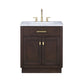 30 In Sink Marble Countertop Vanity, Oak, Faucet and Mirror, Chestnut collection